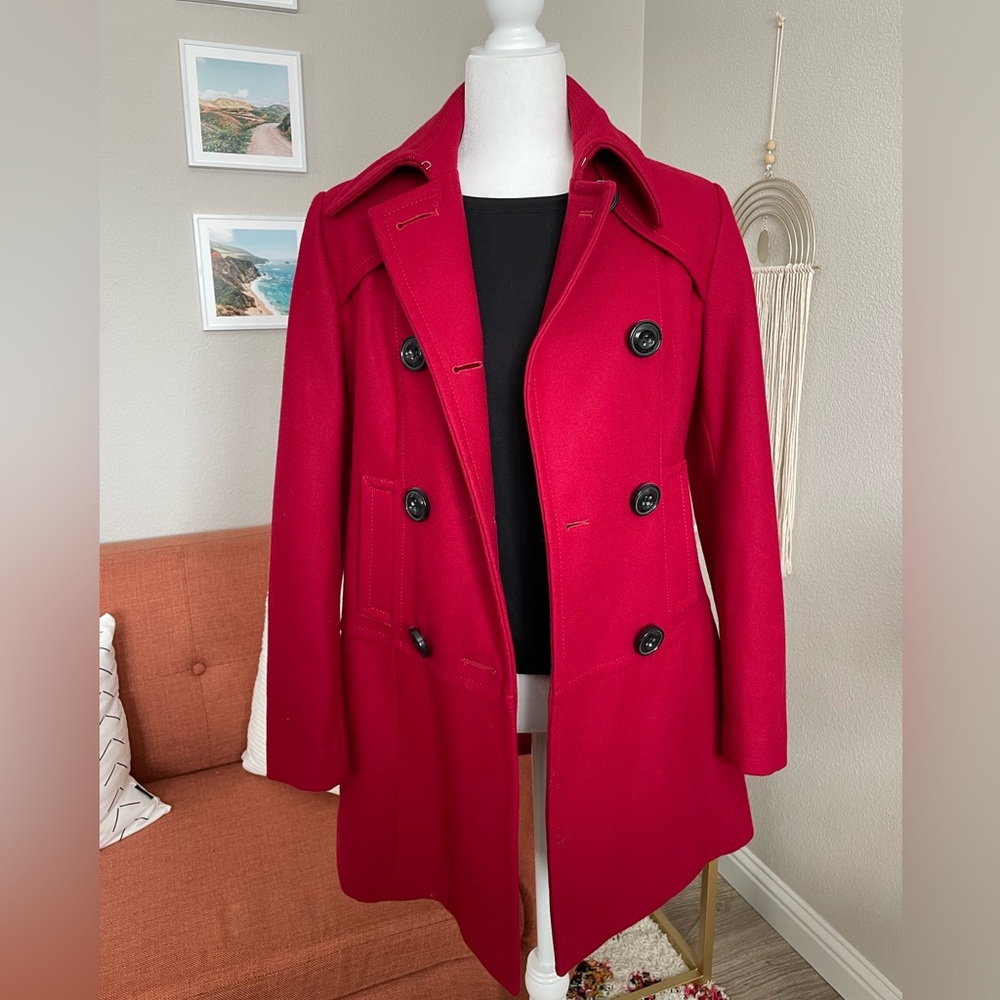 Red Nine West pea coat